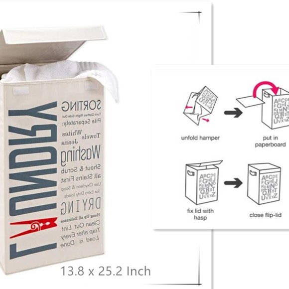 2pack- Smart Design Foldable Laundry Hamper w/Lid - Picture 2 of 5